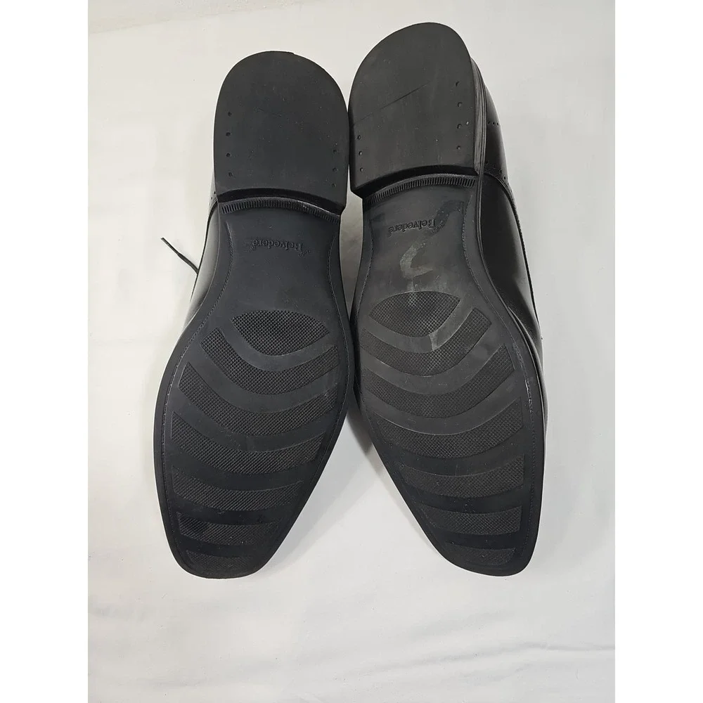 Belvedere Studio Medallion Wing Tip US  13 D Black Leather Oxford  